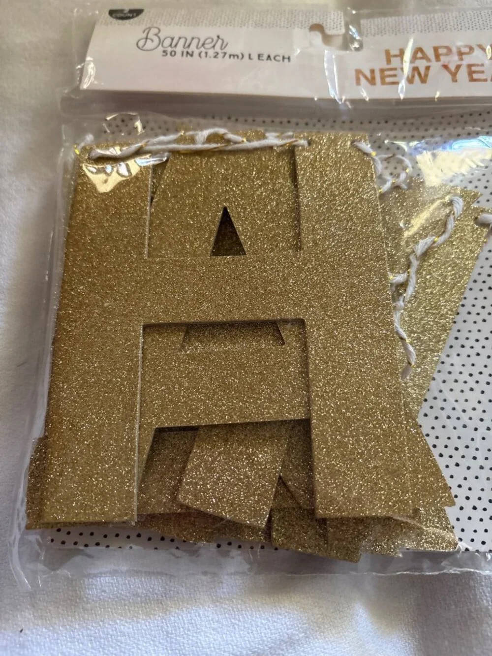 Happy New Year Glitter Banner 50-Inch Gold Letters Party Decoration